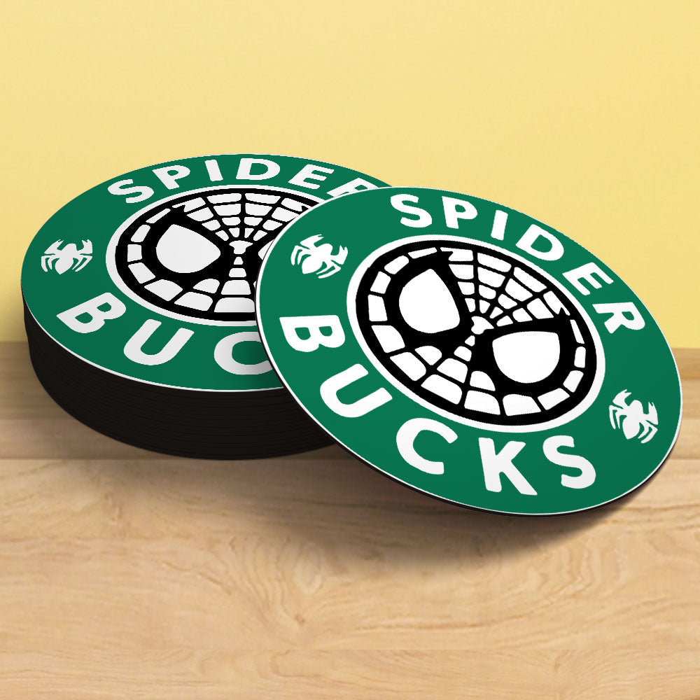 Spider Bucks Coffee Tea Coaster | Cafe Logo Parody