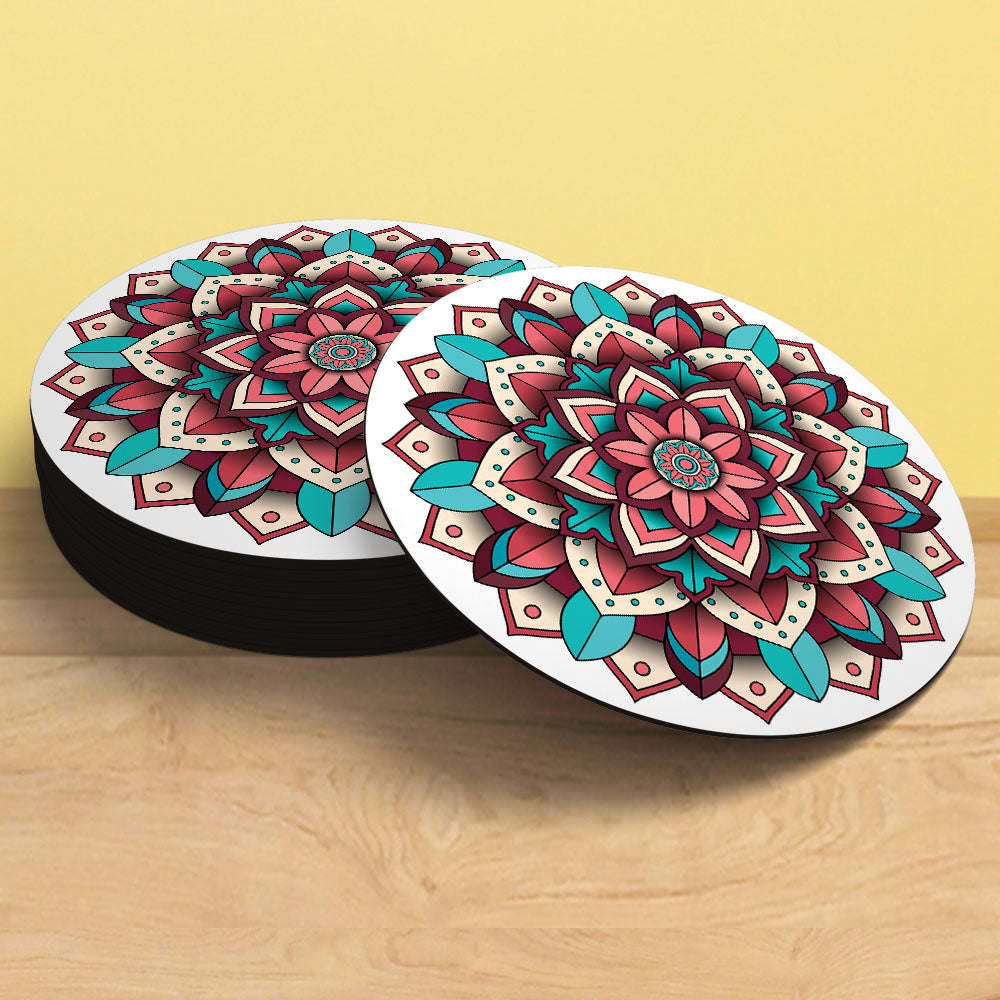 Mandala Pattern Tea Coaster | White Background