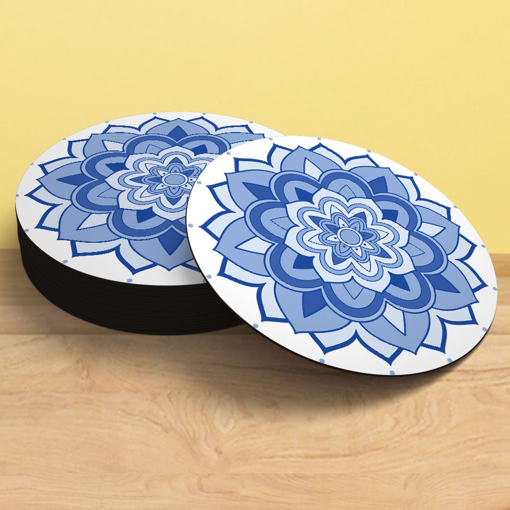 Mandala Pattern Tea Coaster | Minimal White Design