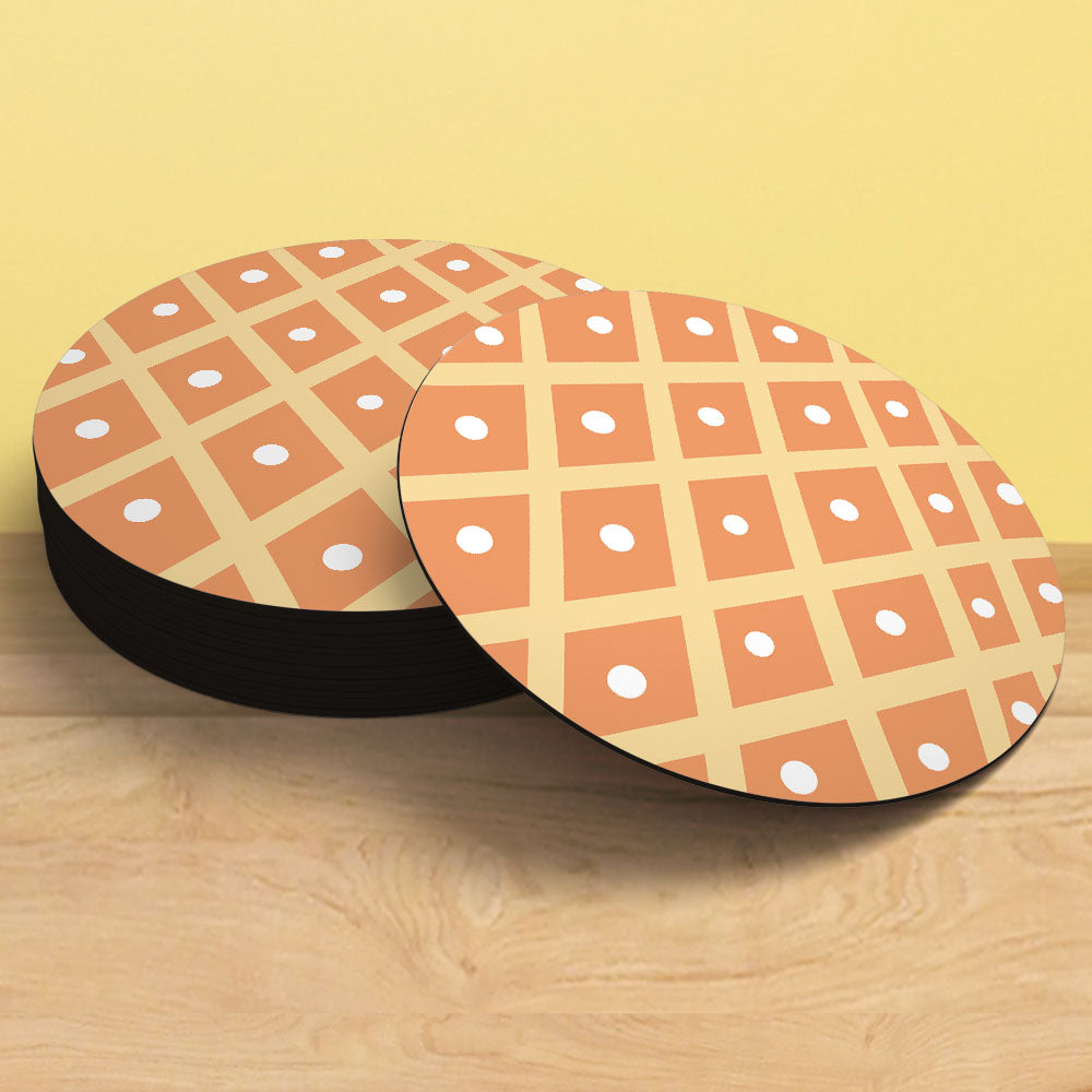 Geometric Grid Dots Tea Coaster | Minimal Pattern