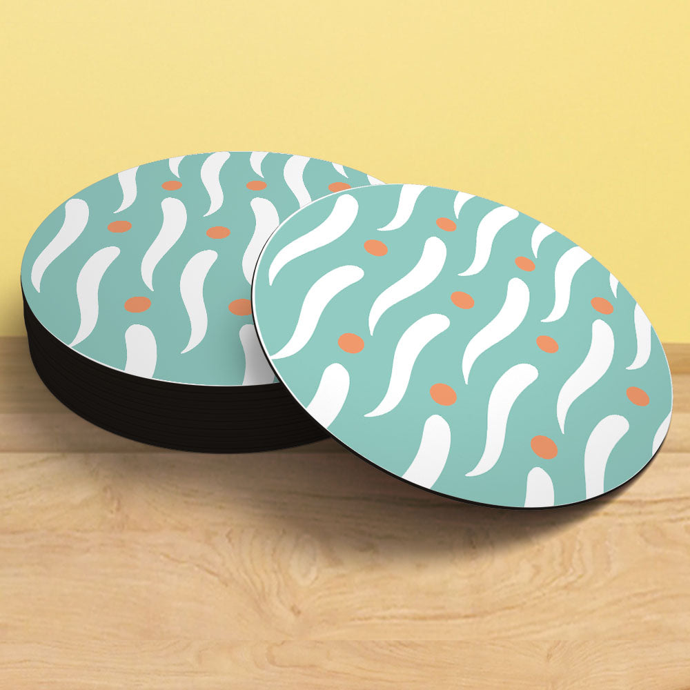 Organic Lines & Points Pattern Tea Coaster | Block Style
