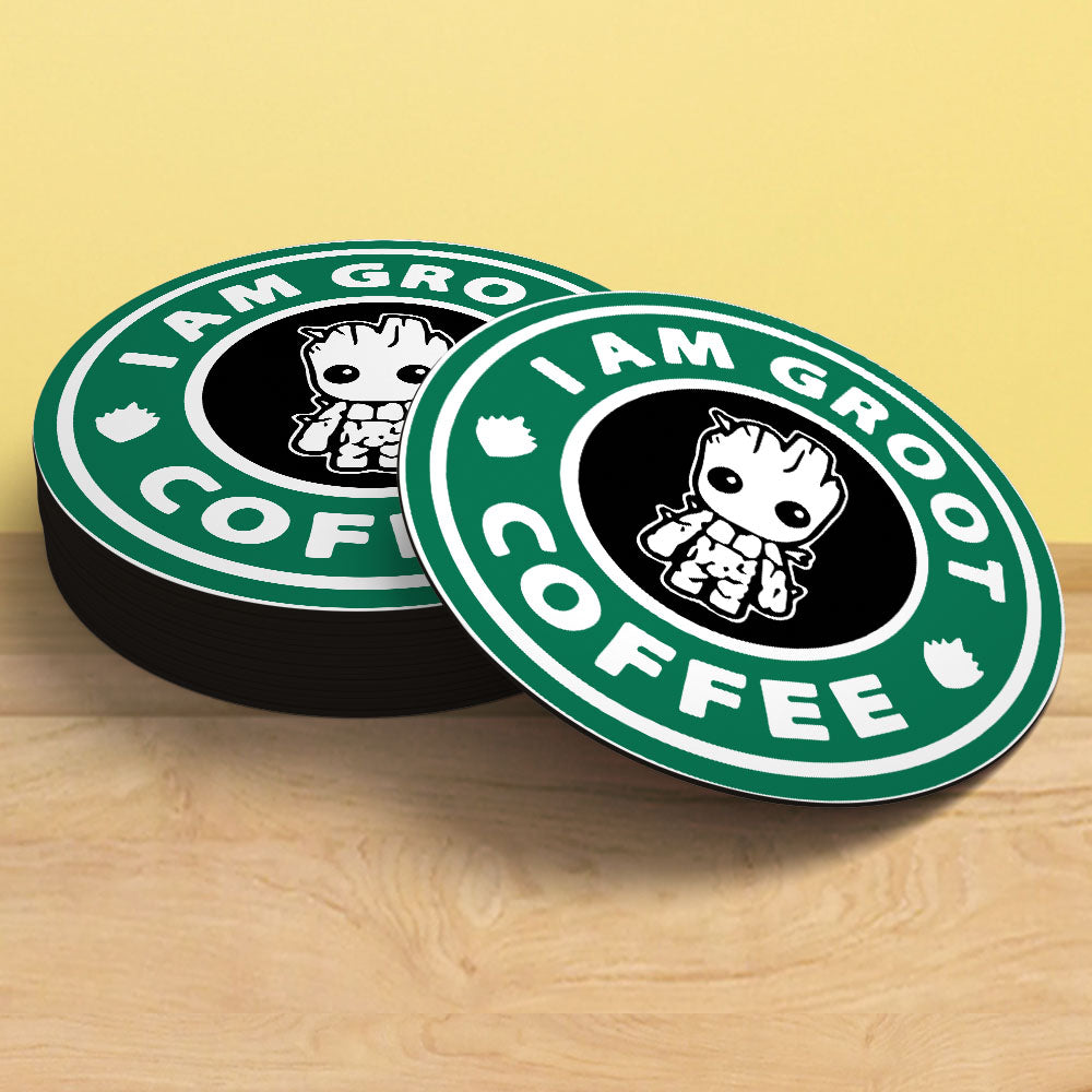 I Am Groot Coffee Tea Coaster | Cafe Logo Parody