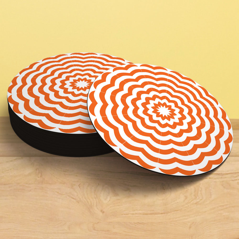 Orange Flower Tea Coaster | Circular Floral Design