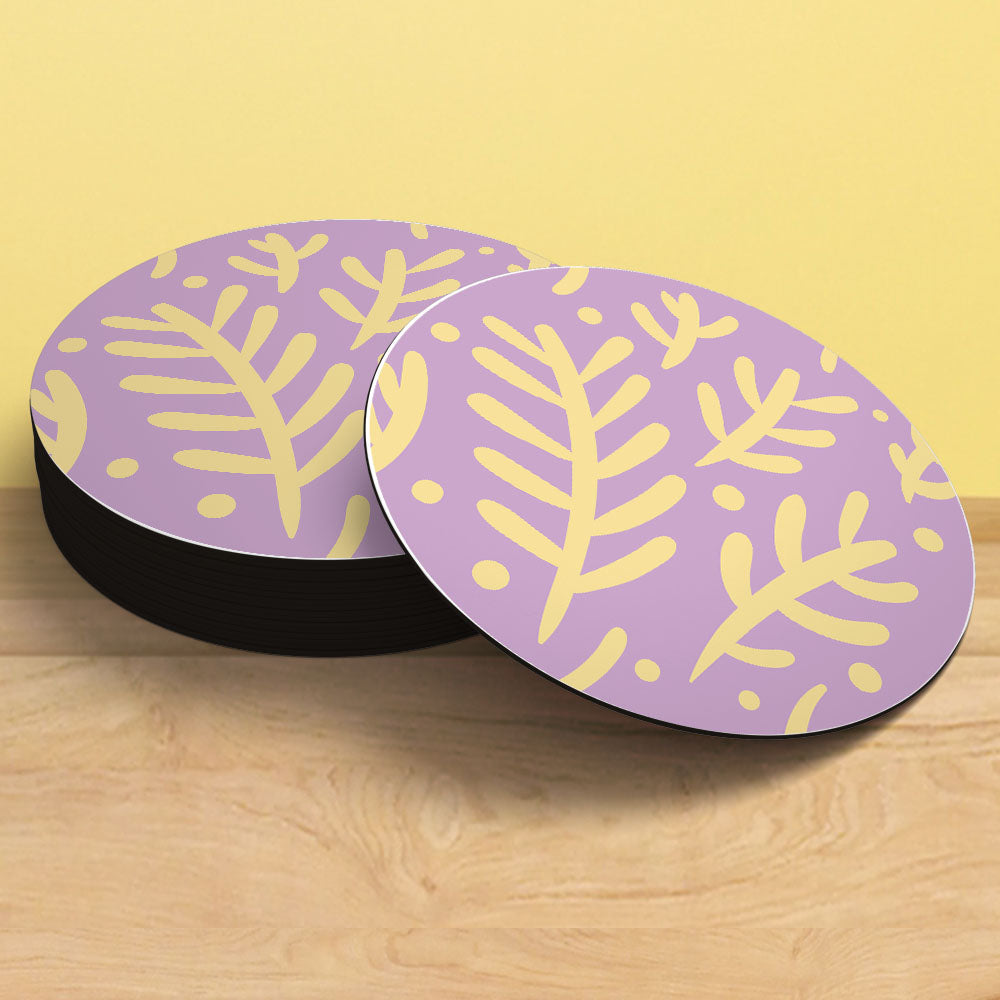 Organic Branch & Leaves Pattern Tea Coaster | Block Style