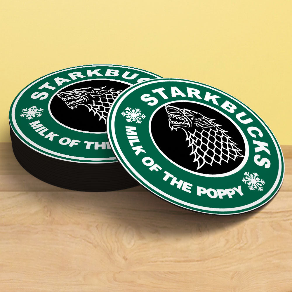 StarkBuck Milk of the Poppy Coaster | Cafe Parody