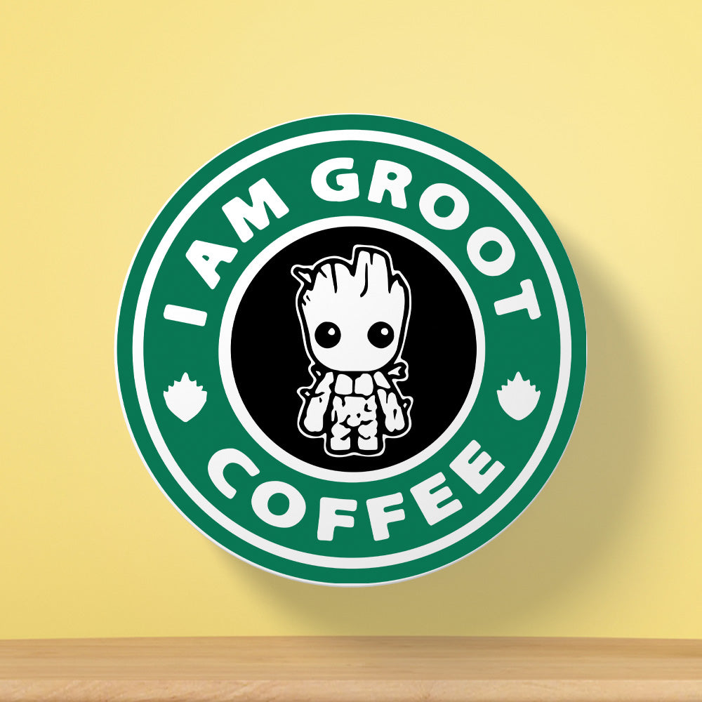 I Am Groot Coffee Tea Coaster | Cafe Logo Parody