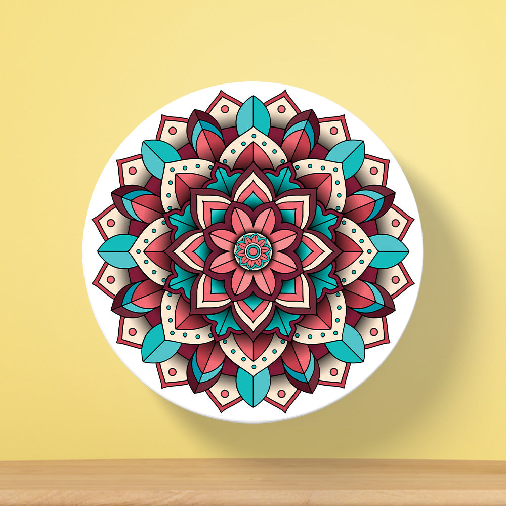Mandala Pattern Tea Coaster | White Background