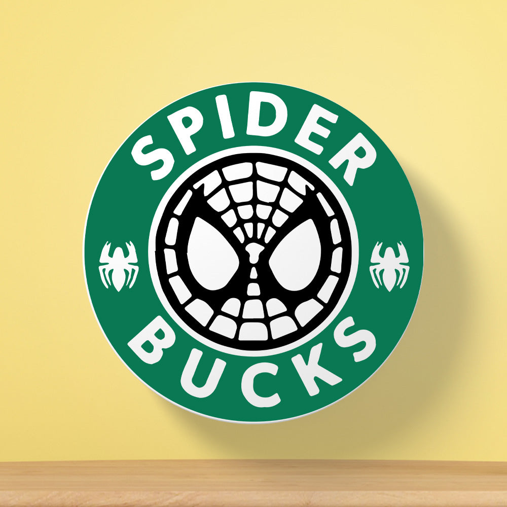 Spider Bucks Coffee Tea Coaster | Cafe Logo Parody