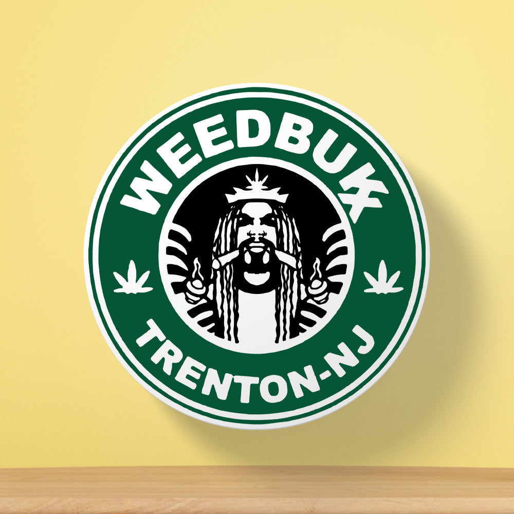 Weedbukx Coffee Coaster | Cafe Logo Parody