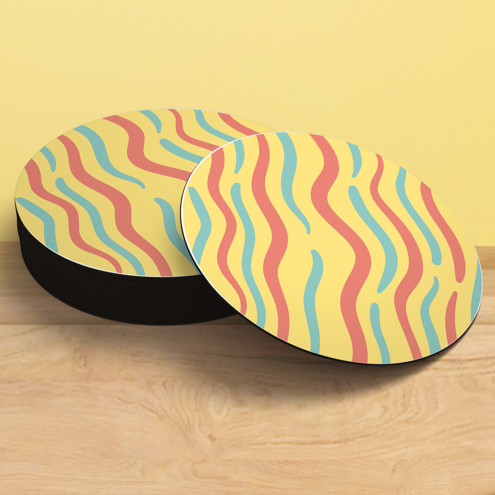Organic Waves Pattern Tea Coaster | Block Style